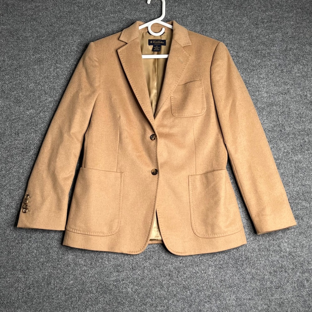 Brooks Brothers Womens 100% Camel Hair Blazer Jacket Tan Made in Italy Size 8
